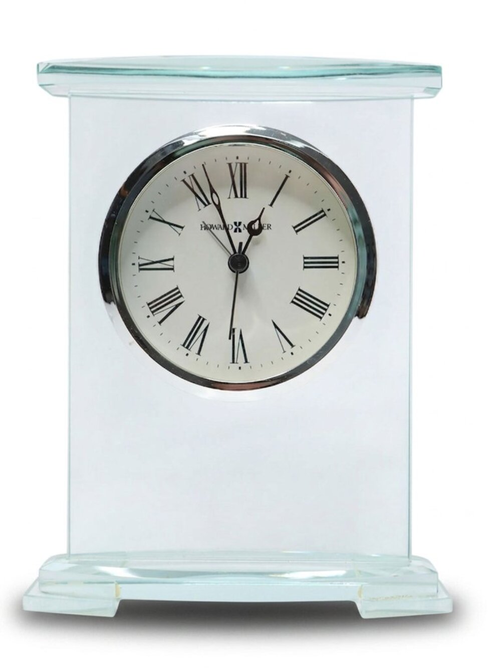 Howard Miller Augustine Glass Desk Alarm Clock - Modern Roman Numeral Academia